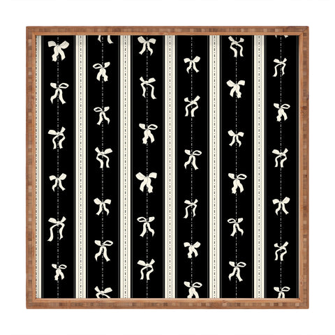 marufemia Coquette bows black and white Square Tray