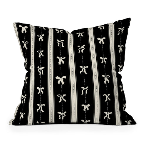 marufemia Coquette bows black and white Throw Pillow