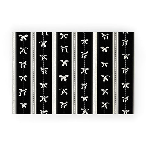 marufemia Coquette bows black and white Welcome Mat