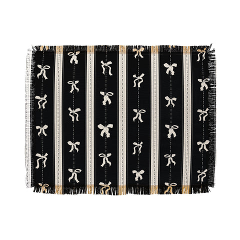 marufemia Coquette bows black and white Throw Blanket
