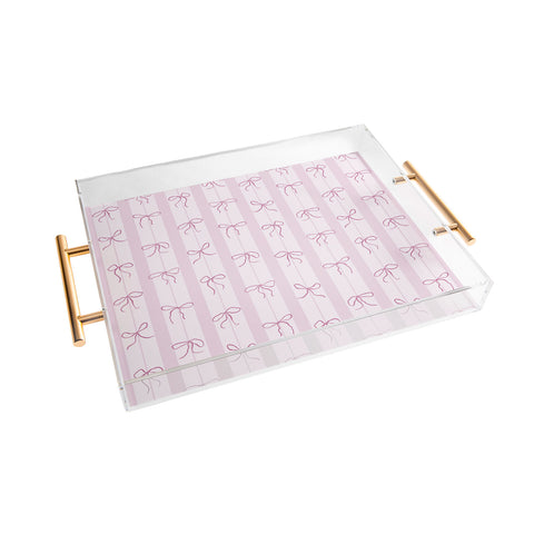 marufemia Coquette pink bows Acrylic Tray