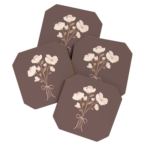 marufemia Delicate bouquet of flowers wi Coaster Set