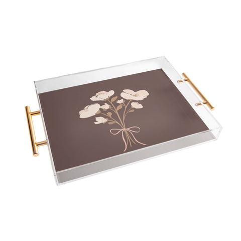 marufemia Delicate bouquet of flowers wi Acrylic Tray