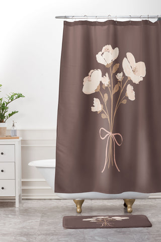 marufemia Delicate bouquet of flowers wi Shower Curtain And Mat