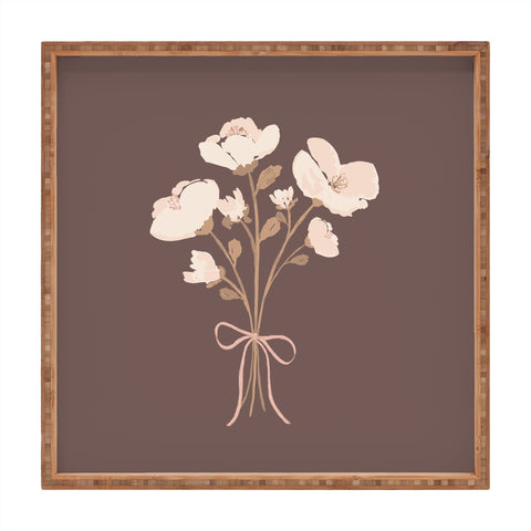 marufemia Delicate bouquet of flowers wi Square Tray