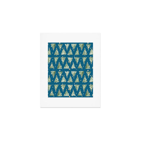 marufemia Holiday christmas tree over blue Art Print
