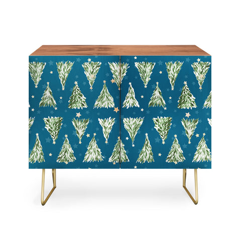 marufemia Holiday christmas tree over blue Credenza