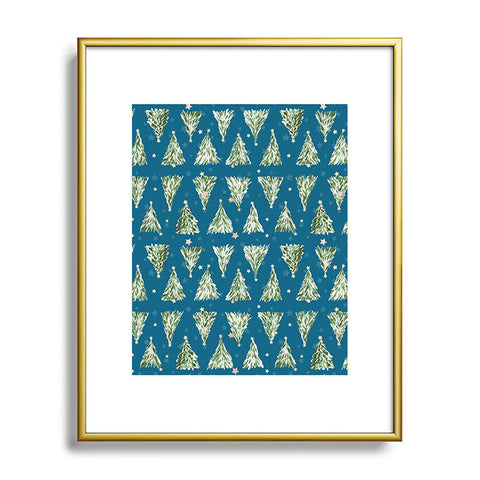 marufemia Holiday christmas tree over blue Metal Framed Art Print