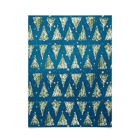 marufemia Holiday christmas tree over blue Poster