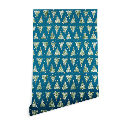 marufemia Holiday christmas tree over blue Wallpaper