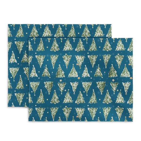 marufemia Holiday christmas tree over blue Placemat