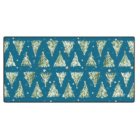 marufemia Holiday christmas tree over blue Desk Mat