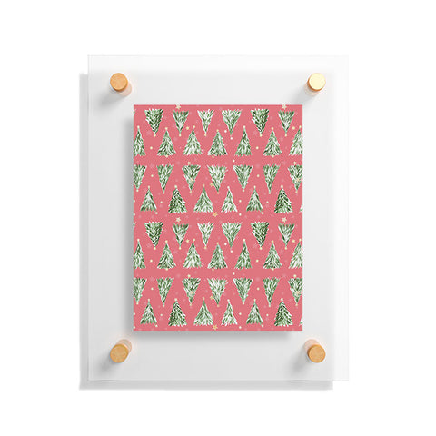 marufemia Holiday christmas tree over pink Floating Acrylic Print