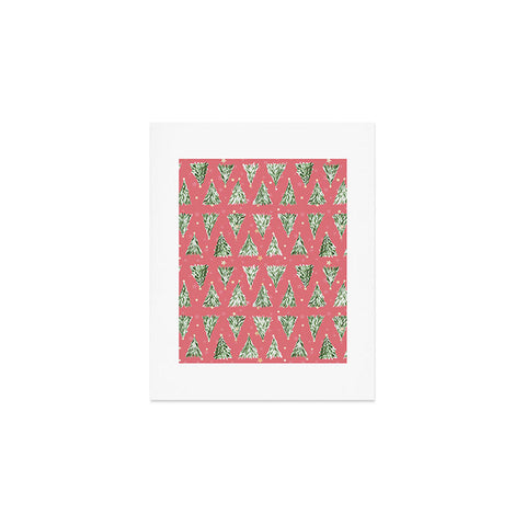 marufemia Holiday christmas tree over pink Art Print