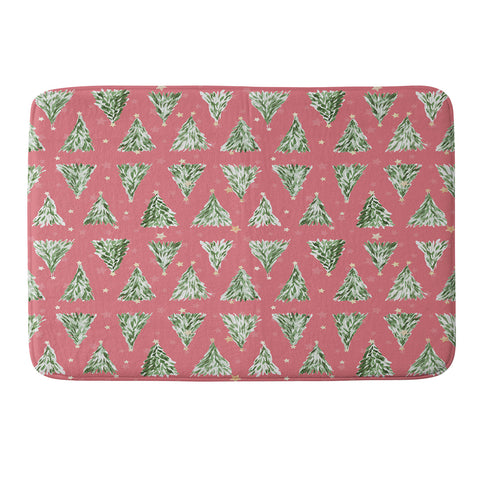 marufemia Holiday christmas tree over pink Memory Foam Bath Mat