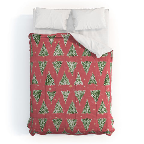 marufemia Holiday christmas tree over pink Comforter