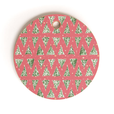 marufemia Holiday christmas tree over pink Cutting Board Round