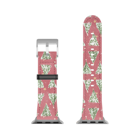 marufemia Holiday christmas tree over pink Apple Watch Band