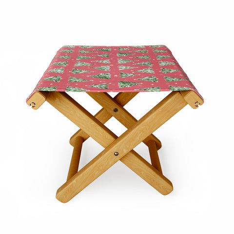 marufemia Holiday christmas tree over pink Folding Stool