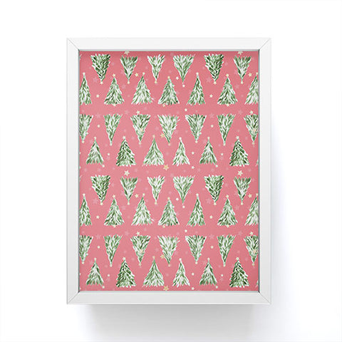marufemia Holiday christmas tree over pink Framed Mini Art Print