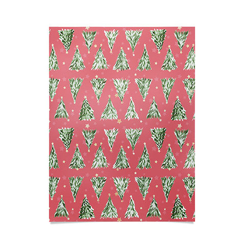 marufemia Holiday christmas tree over pink Poster