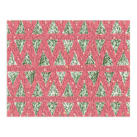 marufemia Holiday christmas tree over pink Puzzle
