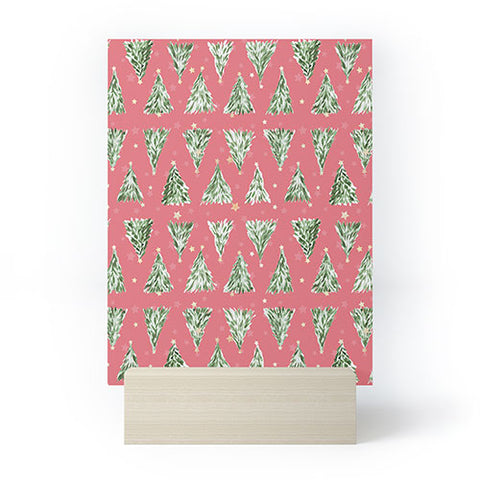 marufemia Holiday christmas tree over pink Mini Art Print