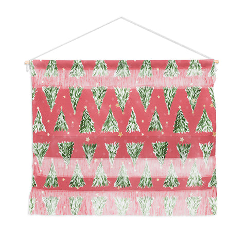 marufemia Holiday christmas tree over pink Wall Hanging Landscape