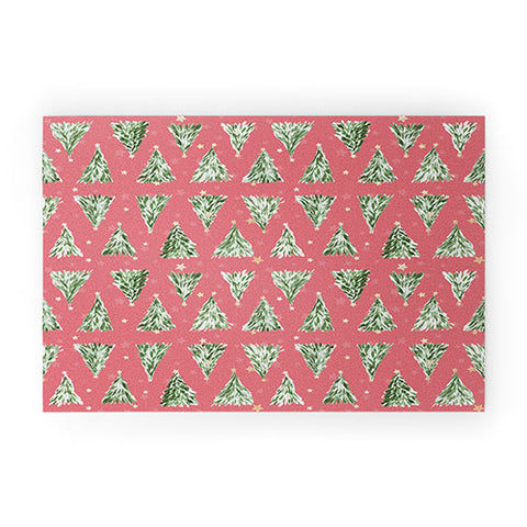 marufemia Holiday christmas tree over pink Welcome Mat