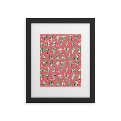 marufemia Holiday christmas tree over pink Framed Art Print