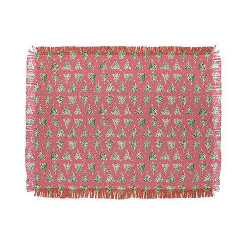 marufemia Holiday christmas tree over pink Throw Blanket