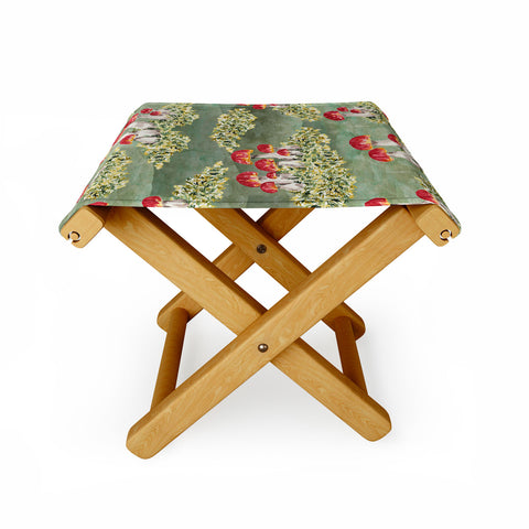 marufemia Mosses and mushroom Mosaic Folding Stool