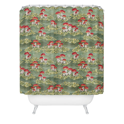 marufemia Mosses and mushroom Mosaic Shower Curtain