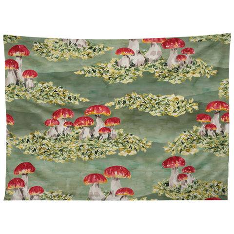 marufemia Mosses and mushroom Mosaic Tapestry