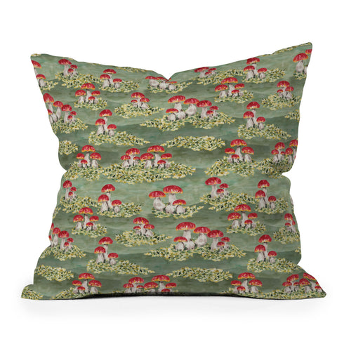 marufemia Mosses and mushroom Mosaic Throw Pillow
