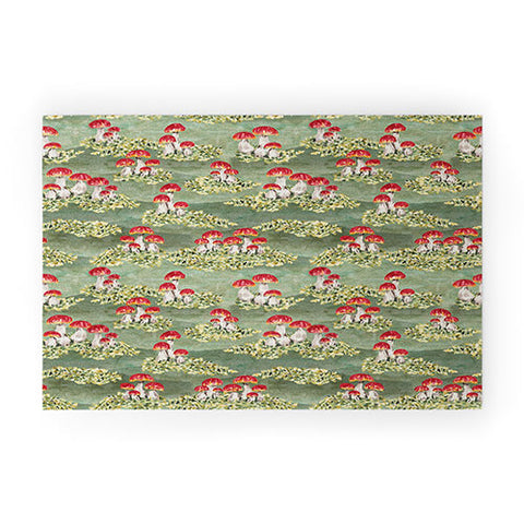 marufemia Mosses and mushroom Mosaic Welcome Mat