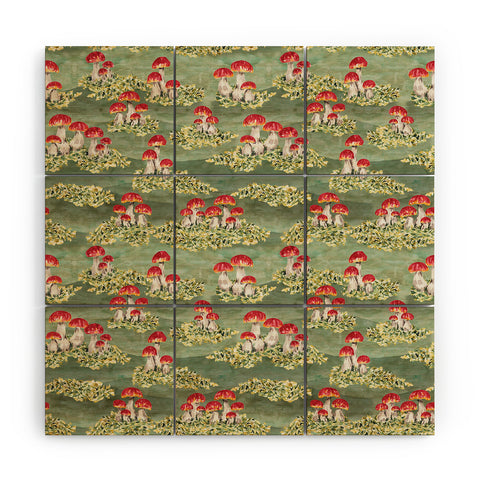 marufemia Mosses and mushroom Mosaic Wood Wall Mural