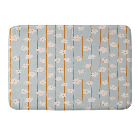 marufemia Peach flowers on green and orange Memory Foam Bath Mat