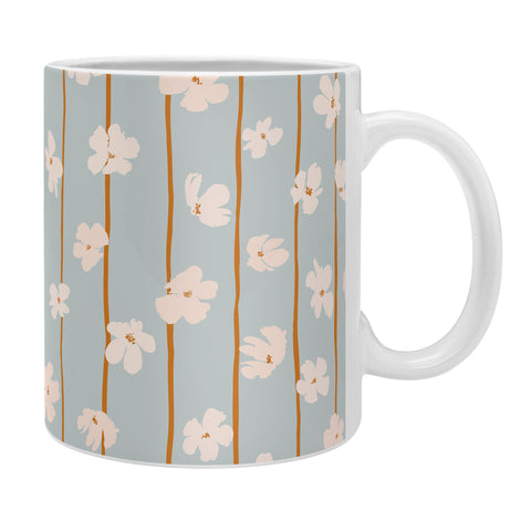 marufemia Peach flowers on green and orange Coffee Mug