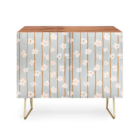 marufemia Peach flowers on green and orange Credenza