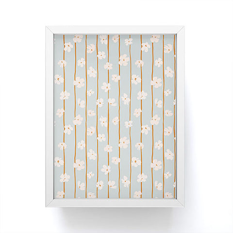 marufemia Peach flowers on green and orange Framed Mini Art Print