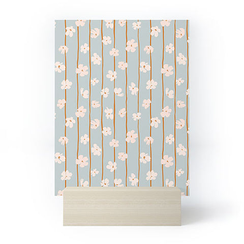 marufemia Peach flowers on green and orange Mini Art Print