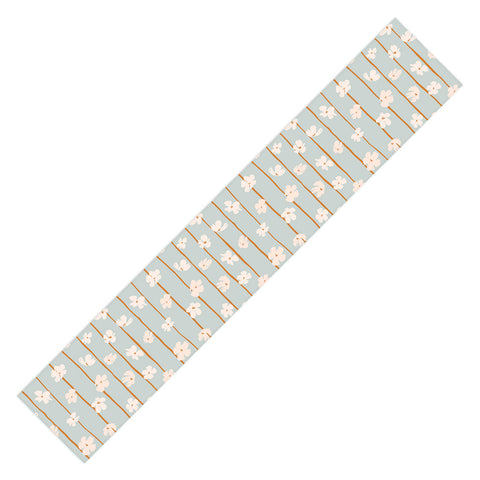 marufemia Peach flowers on green and orange Table Runner