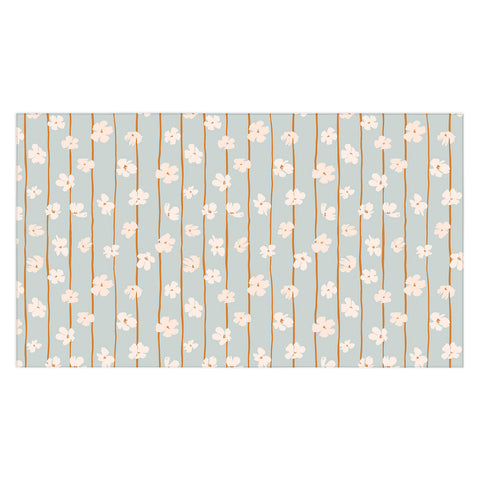 marufemia Peach flowers on green and orange Tablecloth