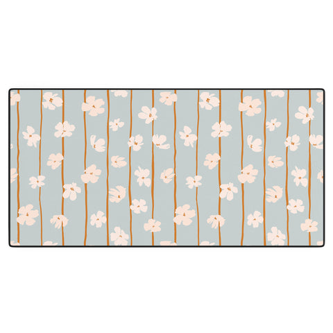 marufemia Peach flowers on green and orange Desk Mat