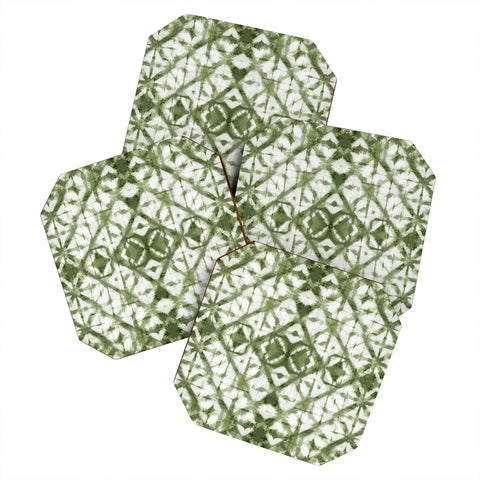 marufemia Shibori olive diamond tie dye Coaster Set