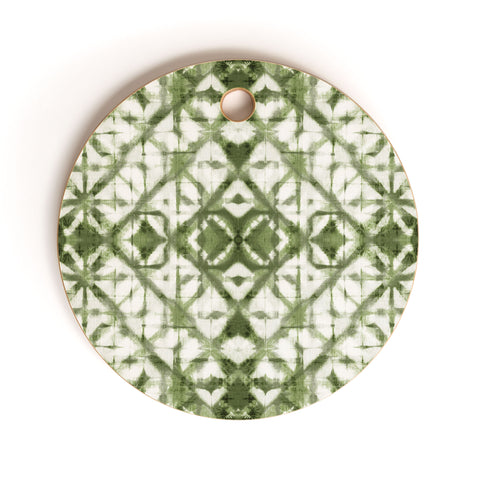 marufemia Shibori olive diamond tie dye Cutting Board Round