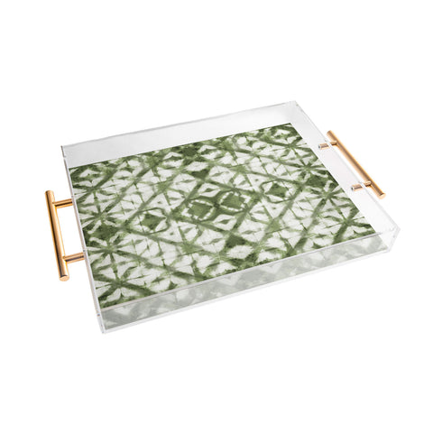 marufemia Shibori olive diamond tie dye Acrylic Tray