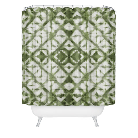 marufemia Shibori olive diamond tie dye Shower Curtain