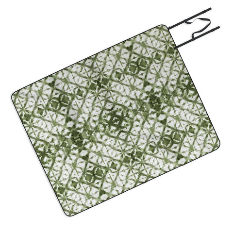 marufemia Shibori olive diamond tie dye Picnic Blanket